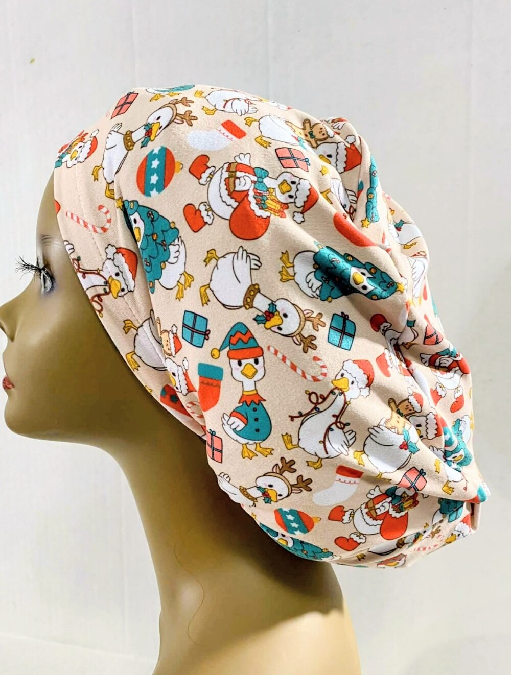Christmas Geese, Euro Style Scrub Cap, Scrub Cap